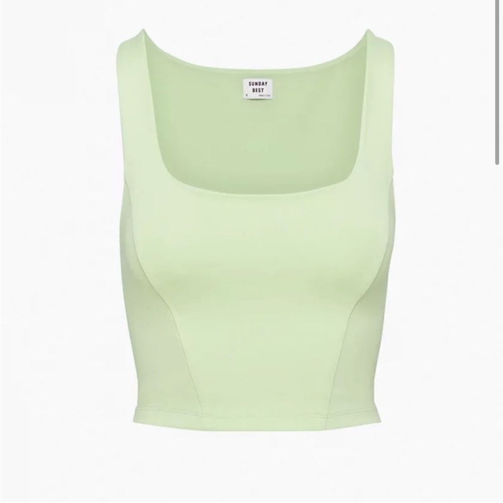 Sunday Best Green Fitted Crop Tank Top